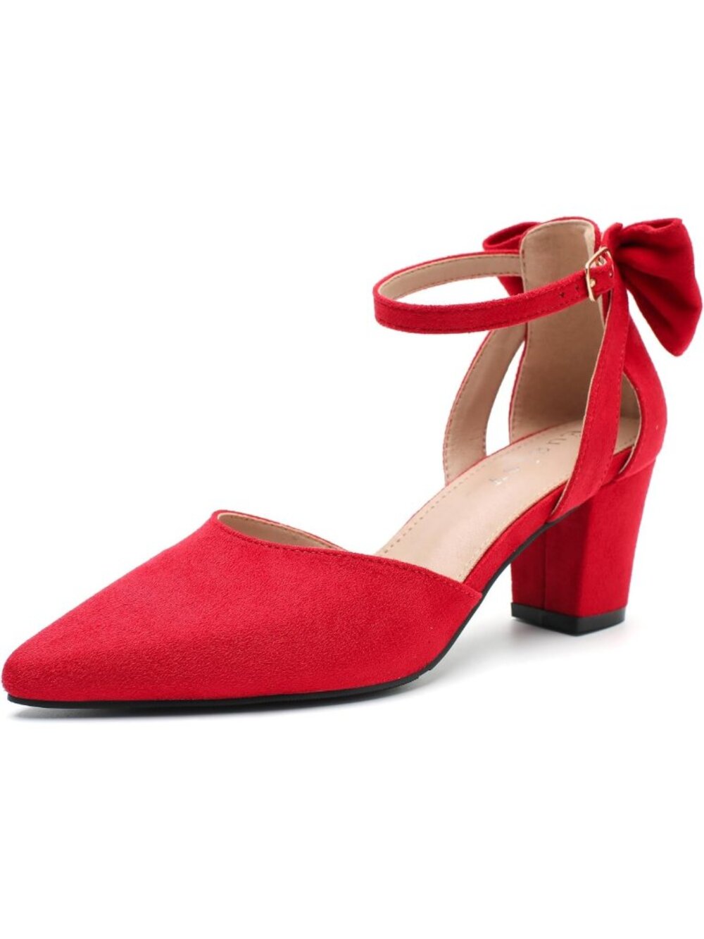 Chic Women's Pointed Toe Block Heels - Closed Toe Ankle Strap D'Orsay Pumps for